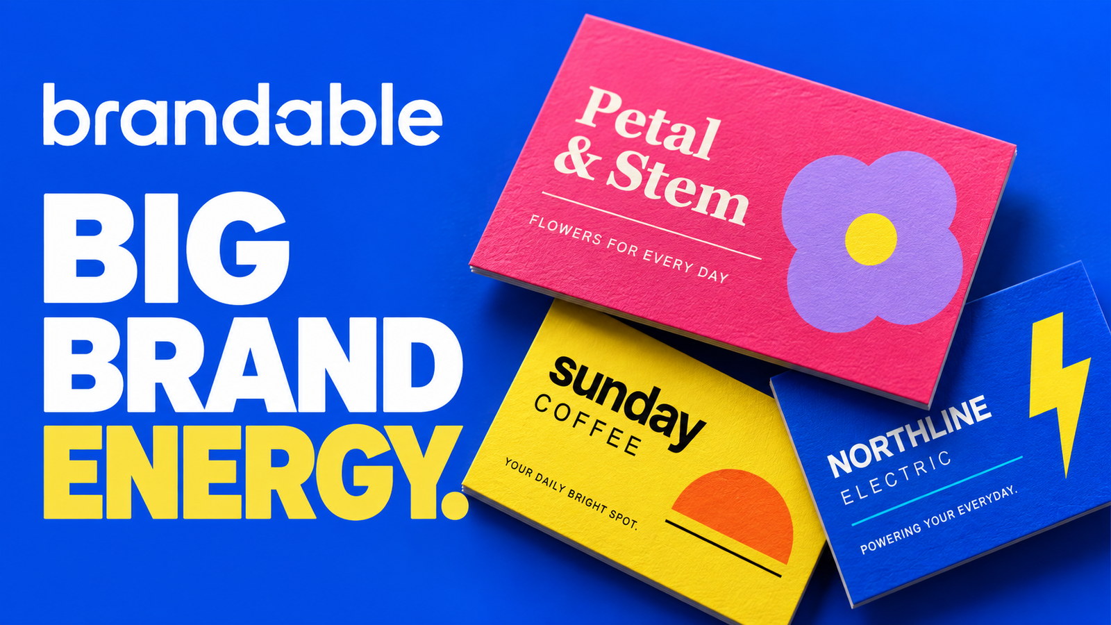 Brandable business cards for Petal & Stem, Sunday Coffee and Northline Electric