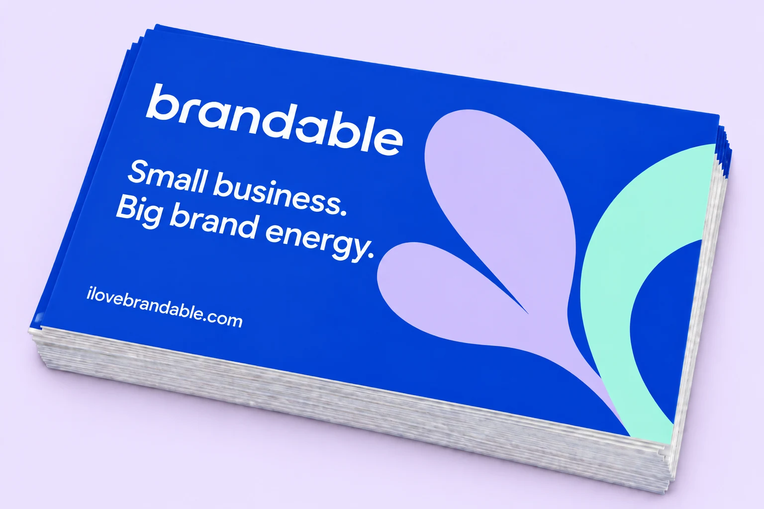 Brandable postcard stack on a lavender background